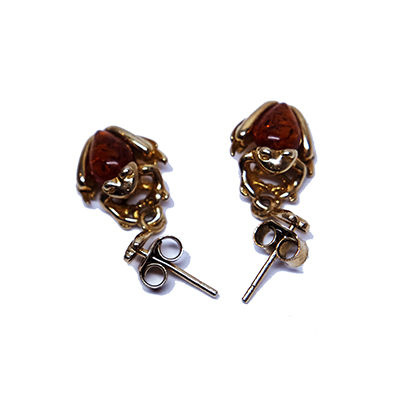 Aretes De Ámbar Rana Con Plata 9P